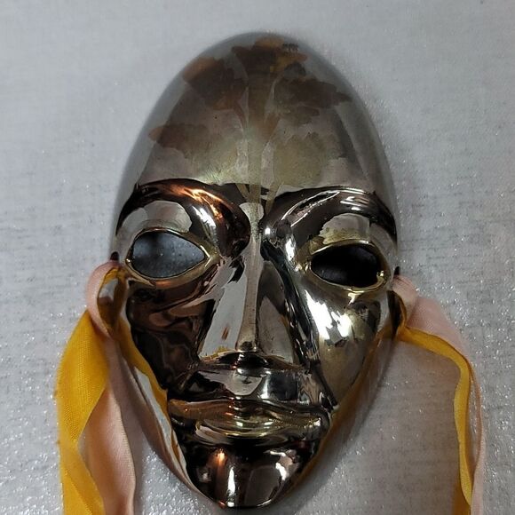 Vintage Solid Brass Set Of Theater Mask - Picture 2 of 8